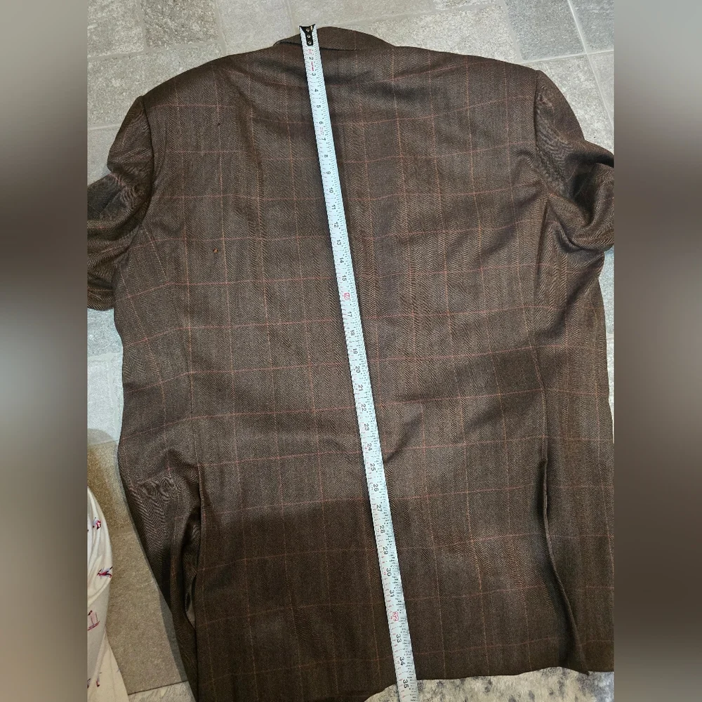 Ermenegildo Zegna Trofeo Brown Plaid Blazer Suit Jacket Wool 58L $1500 Retail